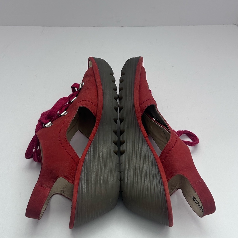 FLY LONDON Red leather wedge sandals Size 40 - Picture 12 of 16
